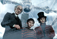 From left to right: Johnny Depp, Freddie Highmore and David Kelly star in <i>Charlie and the Chocolate Factory</i>. Image