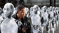 Will Smith fights against artificial intelligence in <i>I, Robot</i>. Image