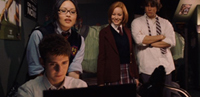 (l. to r.) Julian Morris, Jared Padalecki, Lindy Booth and Kristy Wu co-star in <i>Cry_Wolf</i>. Image