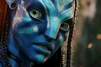 An alien comes to life in James Cameron�s, <i>Avatar</i>. Image