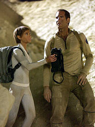 Jolene Blalock (left) and Scott Bakula star in <i>Star Trek: Enterprise</i>. Image