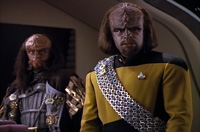 Worf resigns from Starfleet in the <i>The Next Generation</i>�s �Redemption, Part 1�. Image