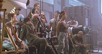 The soldiers listen to a briefing on the aliens they’re face in 'Aliens'
