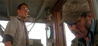 Roy Scheider (l.) and Robert Shaw hunt a man-eating shark in Steven Spielberg’s classic, 'Jaws'