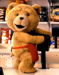 The CGI Ted, voiced by Seth MacFarlane, comes to life in 'Ted'