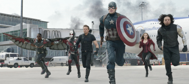 Meet 'Team Cap' in 'Captain America: Civil War' - Falcon (Anthony Mackie), Ant-Man (Paul Rudd), Hawkeye (Jeremy Renner), Captain America (Chris Evans), Scarlet Witch (Elizabeth Olsen) and Winter Soldier (Sebastian Stan)