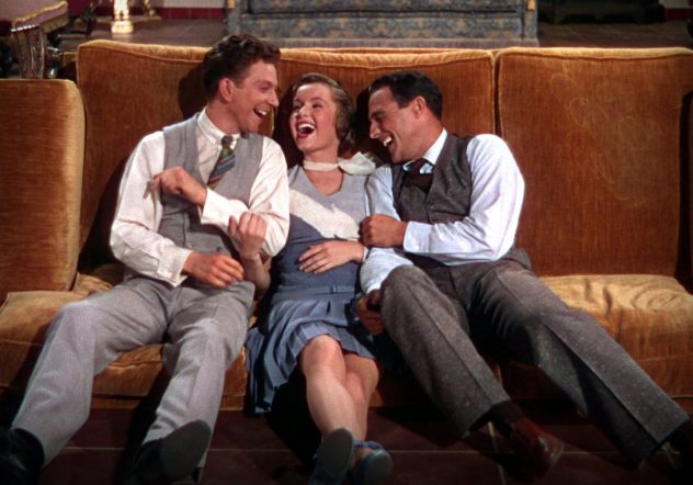 Debbie Reynolds with Gene Kelly (right) and Donald O'Connor in 'Singin' in the Rain'
