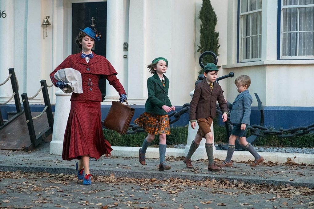 Mary Poppins heads out with the children in 'Mary Poppins Returns'